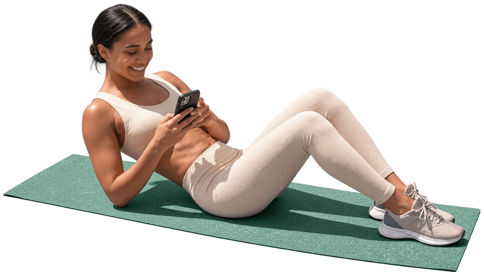 Woman checking her health data on her phone